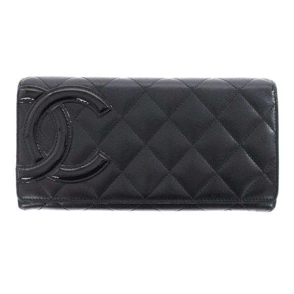 CHANEL Cambon Line Long Wallet Flap Black Pink - Picture 1 of 5